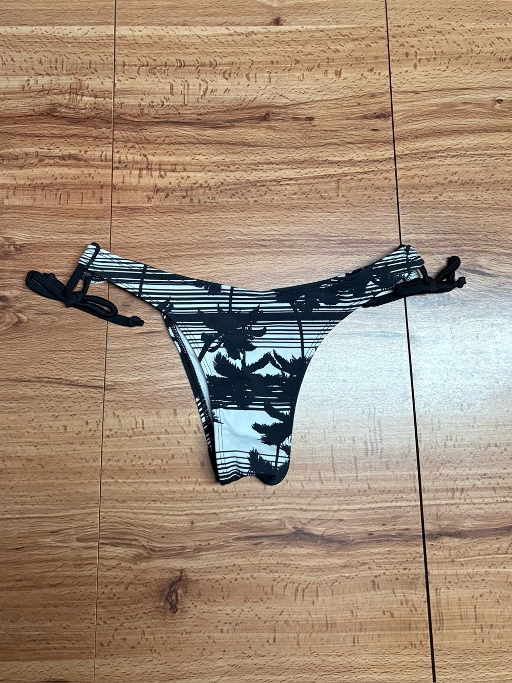 Black & White Palm Tree Brazilian Bikini Bottom